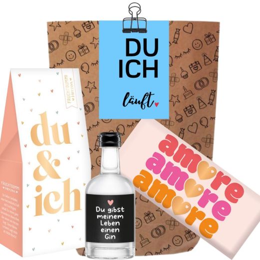 Geschenktüte für Verliebte „Du Ich Läuft!“ (Set 7 – blau)