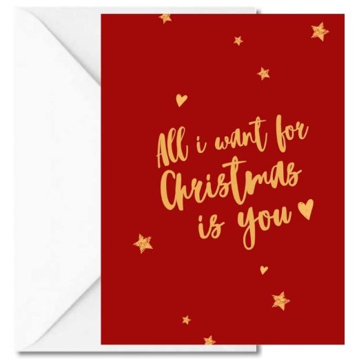 Personalisierbare Weihnachtskarte ALL I WANT FOR CHRISTMAS IS YOU!