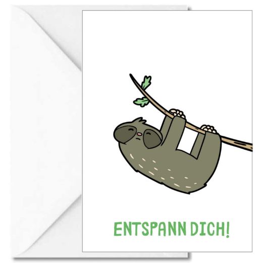 Personalisierbare Grußkarte Faultier ENTSPANN DICH!