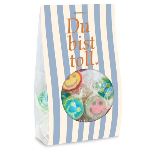 Gute-Laune-Bonbons „Du bist toll!“ (Version gestreift)