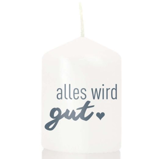 Kerze ALLES WIRD GUT - grau -