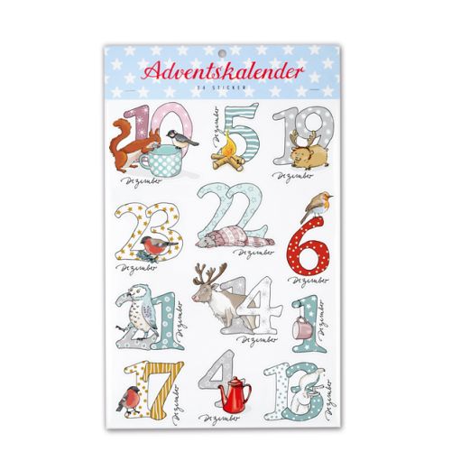 Adventskalender Zahlensticker SCHNEETIERE