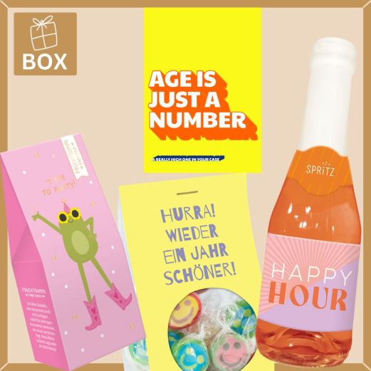 Geschenkbox witziges Geburtstagsgeschenk „Age is just a number“ (Set 3)