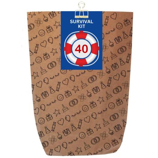 Geschenktüte 40. Geburtstag – Lustiges Überlebenspaket – zum Befüllen
