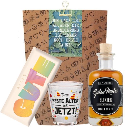 Geschenktüte Geburtstag – Lustiges Geburtstagsgeschenk „Der Lack ist ab“ (Set 14)