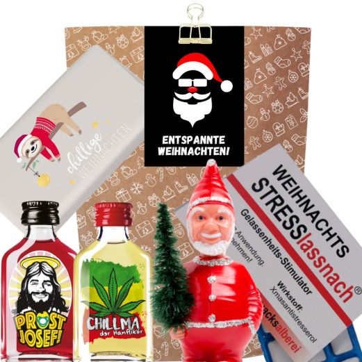 Geschenktüte „Entspannte Weihnachten“ – Lustiges Weihnachtsgeschenk (Set 2)