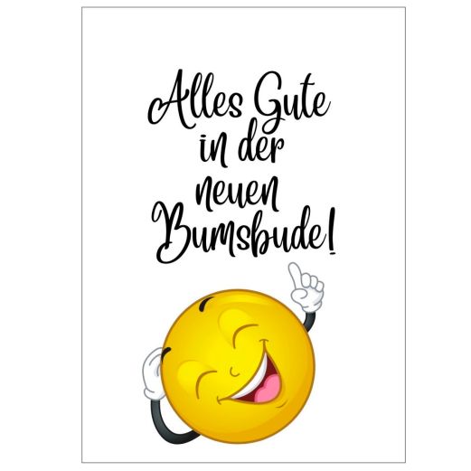 Minicard ALLES GUTE IN DER NEUEN BUMSBUDE!