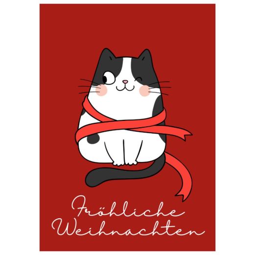 Minicard FRÖHLICHE WEIHNACHTEN - Katze