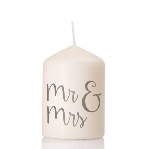 Kerze MR & MRS - grau -