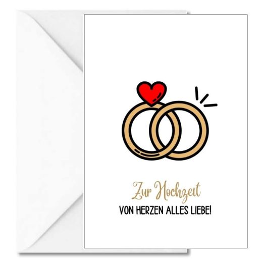 Personalisierbare Grußkarte ZUR HOCHZEIT - VON HERZEN ALLES LIEBE!