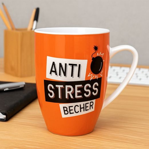 Becher Porzellan ANTI STRESS - orange
