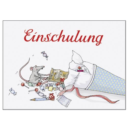 Postkarte Schultüte ZUR EINSCHULUNG
