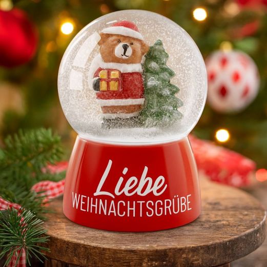 Schneekugel Liebe Weihnachtsgrüße (Bär)