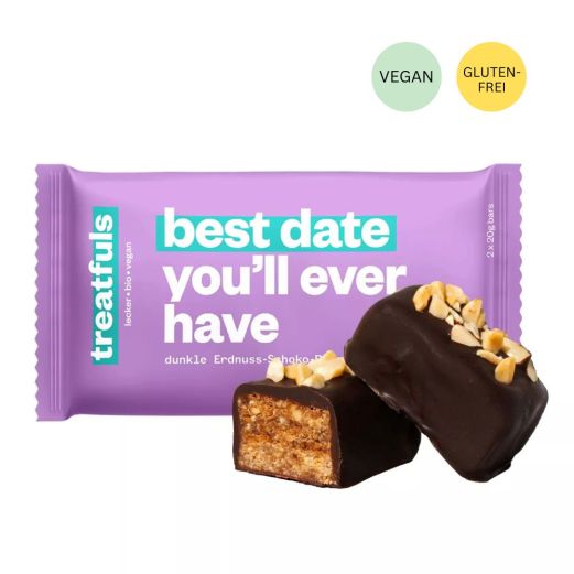 Schoko Erdnuss Dattelkaramell Riegel „best date you`ll ever have“