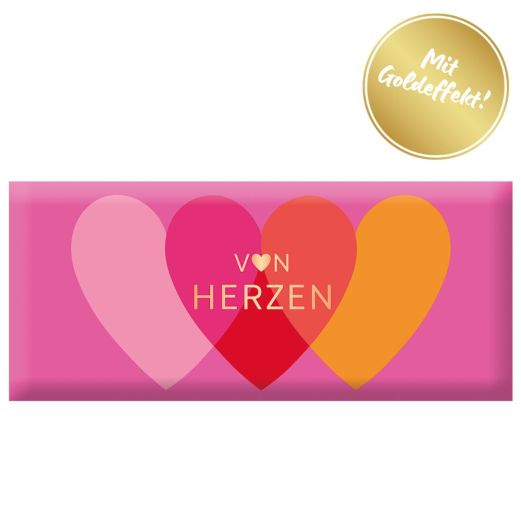 Schokolade 30g „Von Herzen“ (Motiv mit 3 Herzen - Edition 2026)