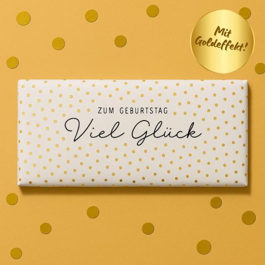 Schokolade 30g ZUM GEBURTSTAG VIEL GLÜCK - gold gepunktet