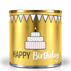 Cancake – Kuchen in der Dose „Happy Birthday“ – Goldfunkeln (Brownie)