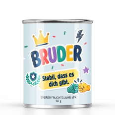 Saurer Fruchtgummi-Mix „BRUDER – Stabil, dass es dich gibt.“ – Sticker Edition