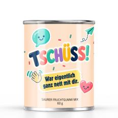 Saurer Fruchtgummi-Mix „TSCHÜSS! – War eigentlich ganz nett mit dir“ – Sticker Edition