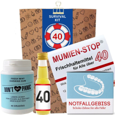 Geschenktüte Überlebenspaket zum 40. Geburtstag „Survival Kit“ (Set 5)