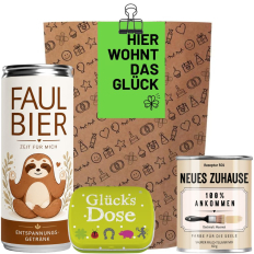 Geschenktüte glücksbringendes Einweihungsgeschenk „Hier wohnt das Glück“ (Set 7)