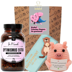 Geschenktüte Gute Besserung – Geschenk für Krebspatienten „Falscher Gegner. Du gewinnst!“ (Set 2)