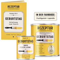 Geschenkset Rezeptur Geburtstag – Farbe für die Seele mit Fruchtgummi & Glücksanleitung