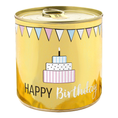 Cancake – Kuchen in der Dose „Happy Birthday“ – Goldfunkeln (Brownie)