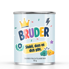 Saurer Fruchtgummi-Mix „BRUDER – Stabil, dass es dich gibt.“ – Sticker Edition