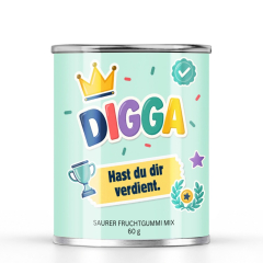 Saurer Fruchtgummi-Mix „DIGGA – Hast du dir verdient.“ – Sticker Edition