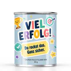 Saurer Fruchtgummi-Mix „VIEL ERFOLG! – Du rockst das. Ganz sicher.“ – Sticker Edition