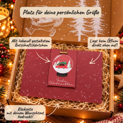 Gefüllte Geschenkbox Weihnachten – Ausgefallenes Weihnachtsgeschenk (Schneekugel – Set 8)