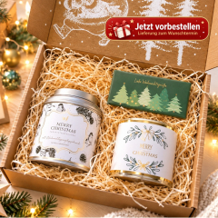 Gefüllte Geschenkbox „Frohe Weihnachten“ – Besonderes Weihnachtsgeschenk (Lichterkette Set 2)