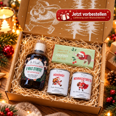 Geschenkbox „Kein Stress vor Weihnachten!“ - Lustiges Weihnachtsgeschenk (Set 8)