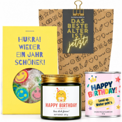 Geschenktüte Geburtstag – Geburtstagsgeschenk „Das beste Alter ist jetzt!“ (Set 4)