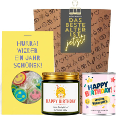 Geschenktüte Geburtstag – Geburtstagsgeschenk „Das beste Alter ist jetzt!“ (Set 4)
