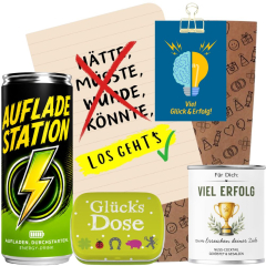 Geschenktüte „Viel Glück & Erfolg“ – Geschenk zur Prüfung oder zum Jobstart (Set 1)