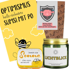Geschenktüte Gute Besserung – Geschenk für Krebspatienten „Schön blöd vom Krebs“ (Set 1)