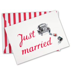 Hochzeitskarte JUST MARRIED von Krima und Isa
