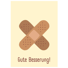 Geschenktüte + Grußkarte Gute Besserung - zum Befüllen (Set Pflaster)