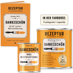 Geschenkset Rezeptur Dankeschön – Farbe für die Seele mit Fruchtgummi & Dankesbrief