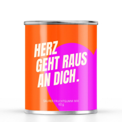Saurer Fruchtgummi-Mix „Herz geht raus an dich.“