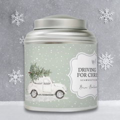 Schwarzteemischung in schöner Blechdose „Driving home for Christmas“