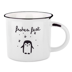 XL Becher „Frohes Fest" – Vintage-Becher im Emaille-Look