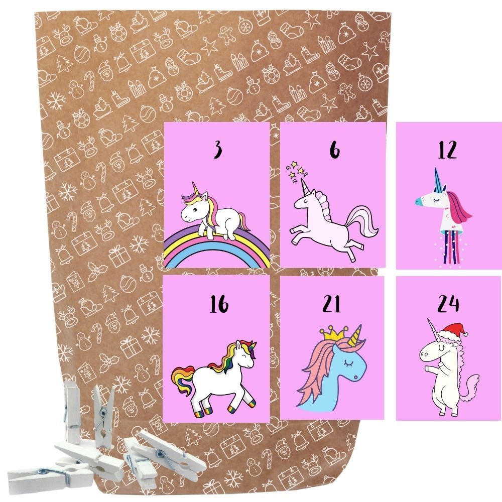 Adventskalender-Tütenset Einhorn