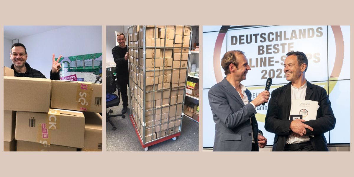 GESCHENKE FÜR FREUNDE – Collage mit Bernd Gnädinger, Lager in Hamburg und Award-Verleihung