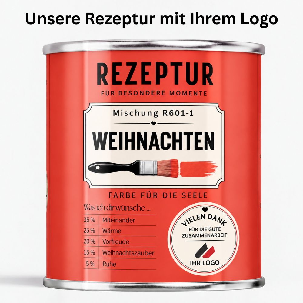 Individualisierte Rezeptur Farbe für die Seele mit Firmenlogo