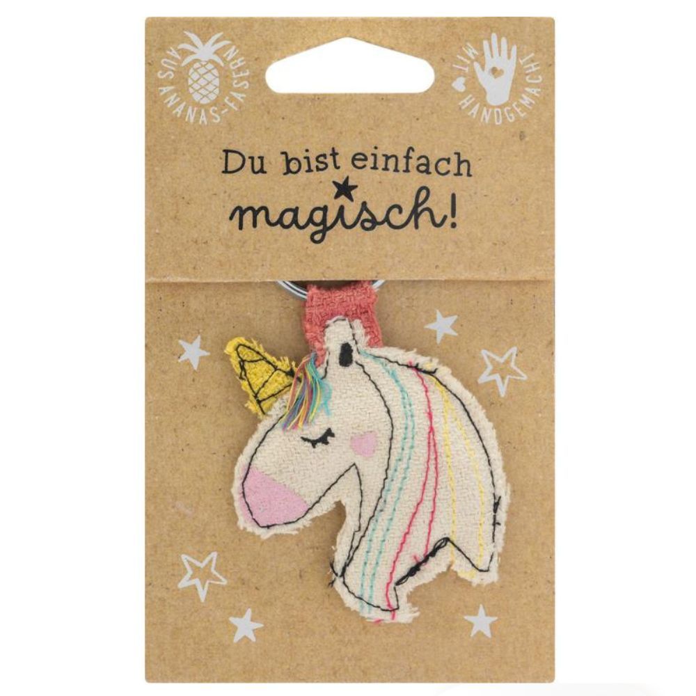 Schlüsselanhänger Einhorn aus Ananasfaser